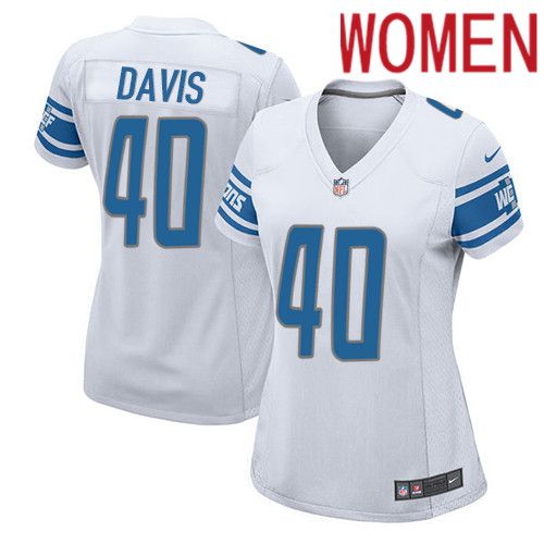 Women Detroit Lions 40 Jarrad Davis Nike White Game Player NFL Jersey